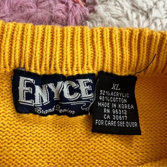 Vintage Y2K Enyce Yellow Chunky Block Letter Logo Sweater XL - Picture 6 of 7